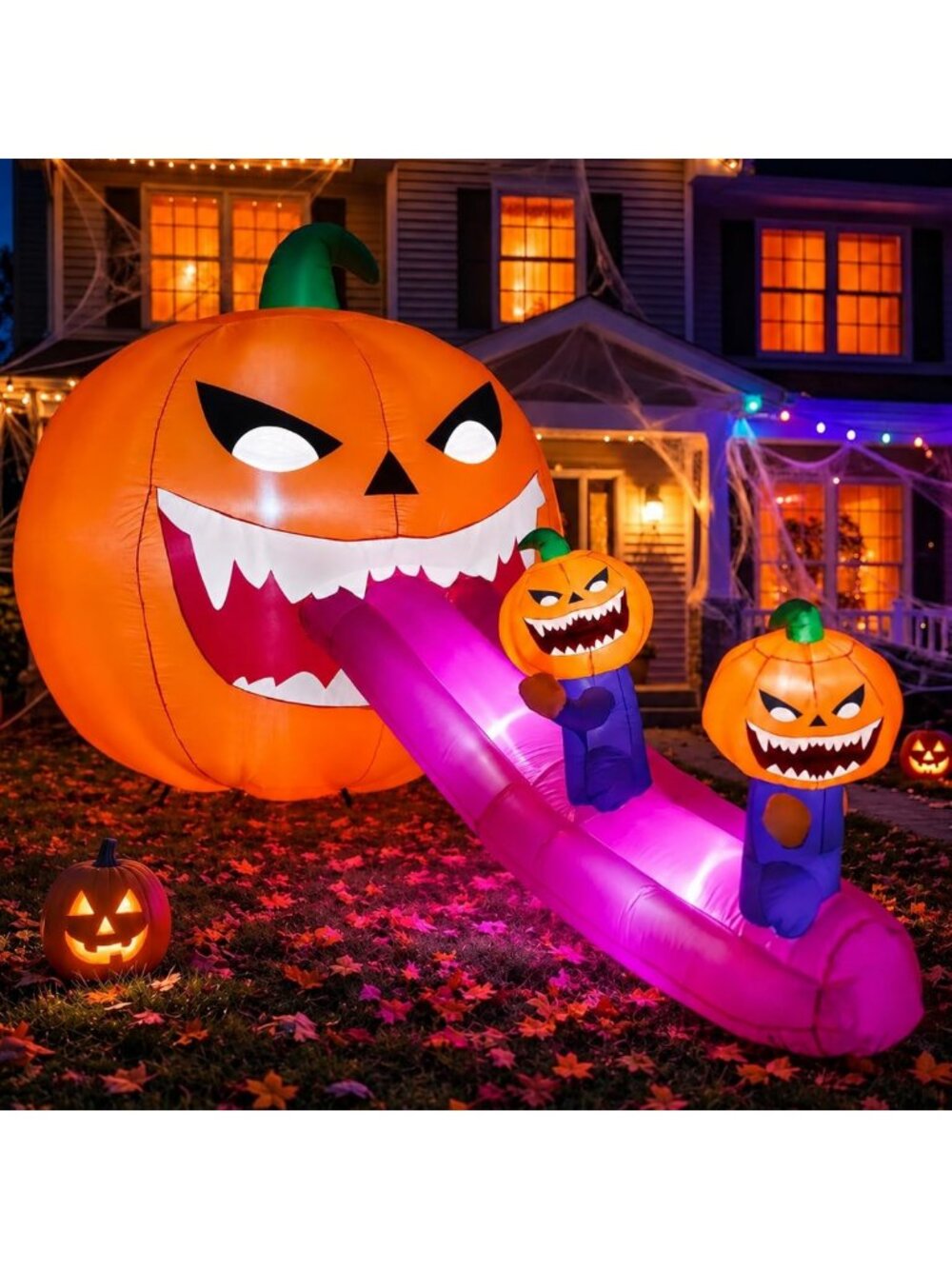 Giant 9FT Halloween Inflatable Pumpkin Monster with LEDs for Yard & Party Decor
